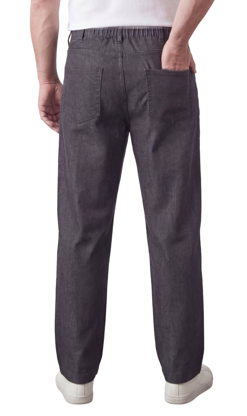 Men's Lightweight Casual Elastic Waist Pull-On Jeans – Denim & Twill Pants with Easy Fit