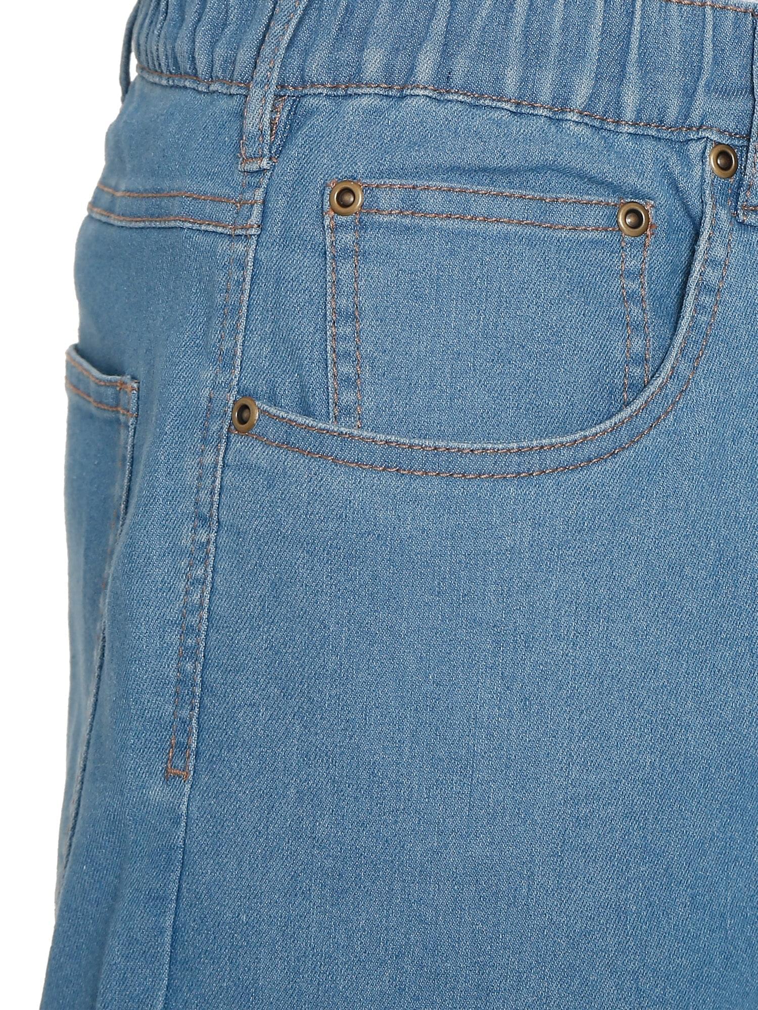 Men's Lightweight Casual Elastic Waist Pull-On Jeans – Denim & Twill Pants with Easy Fit