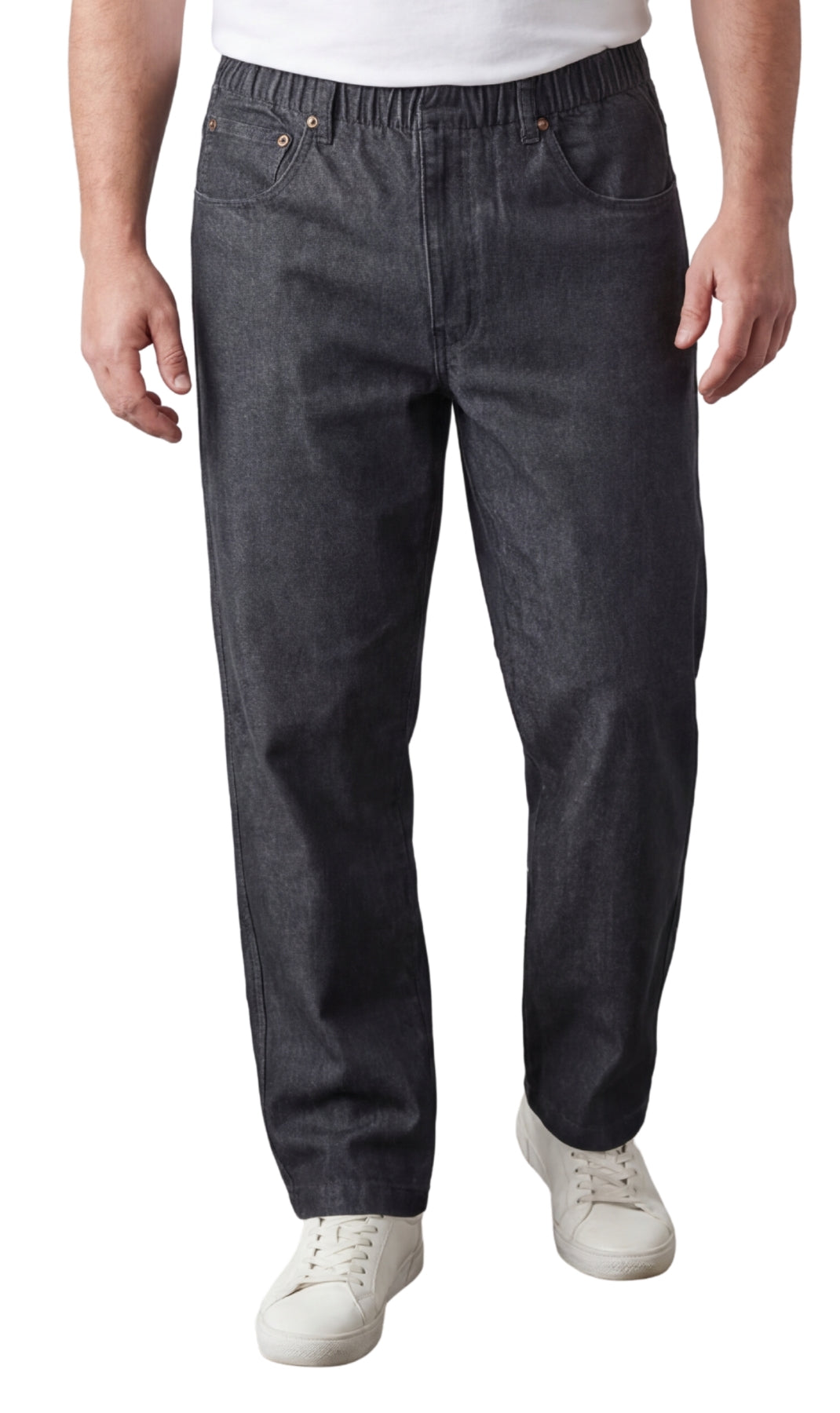 Men's Lightweight Casual Elastic Waist Pull-On Jeans – Denim & Twill Pants with Easy Fit