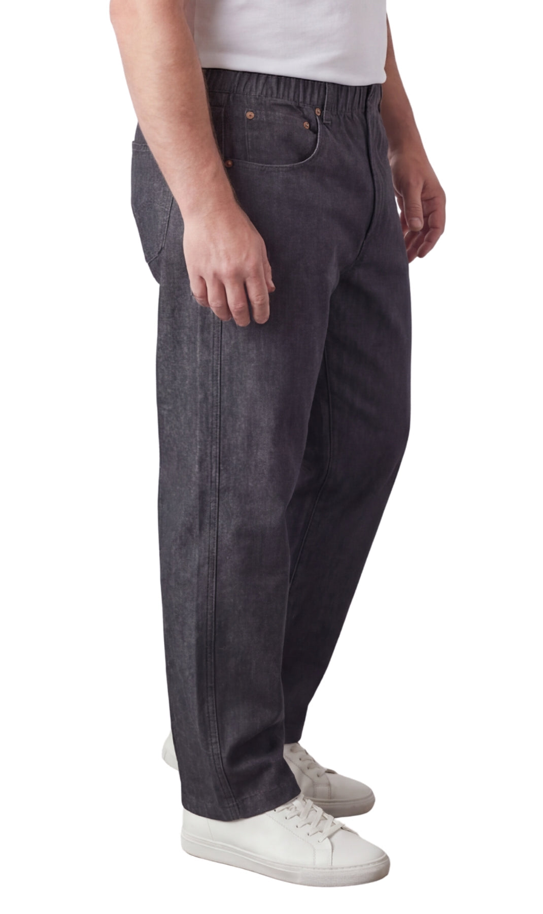 Men's Lightweight Casual Elastic Waist Pull-On Jeans – Denim & Twill Pants with Easy Fit