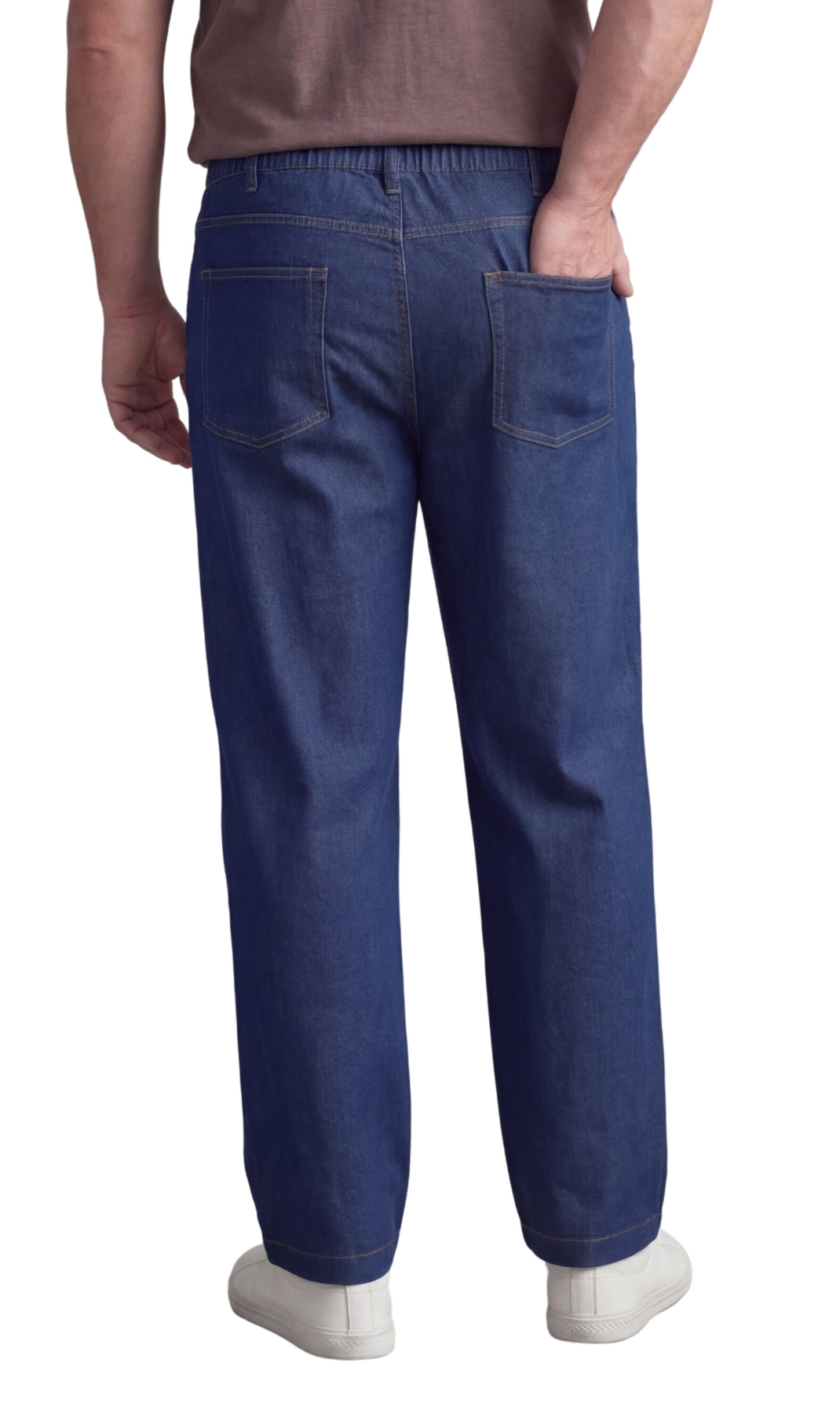 Men's Lightweight Casual Elastic Waist Pull-On Jeans – Denim & Twill Pants with Easy Fit