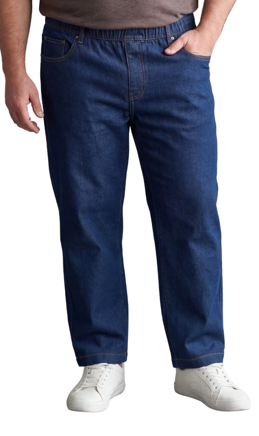 Men's Lightweight Casual Elastic Waist Pull-On Jeans – Denim & Twill Pants with Easy Fit
