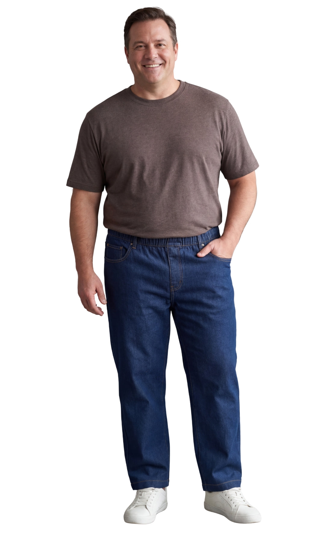 Men's Lightweight Casual Elastic Waist Pull-On Jeans – Denim & Twill Pants with Easy Fit