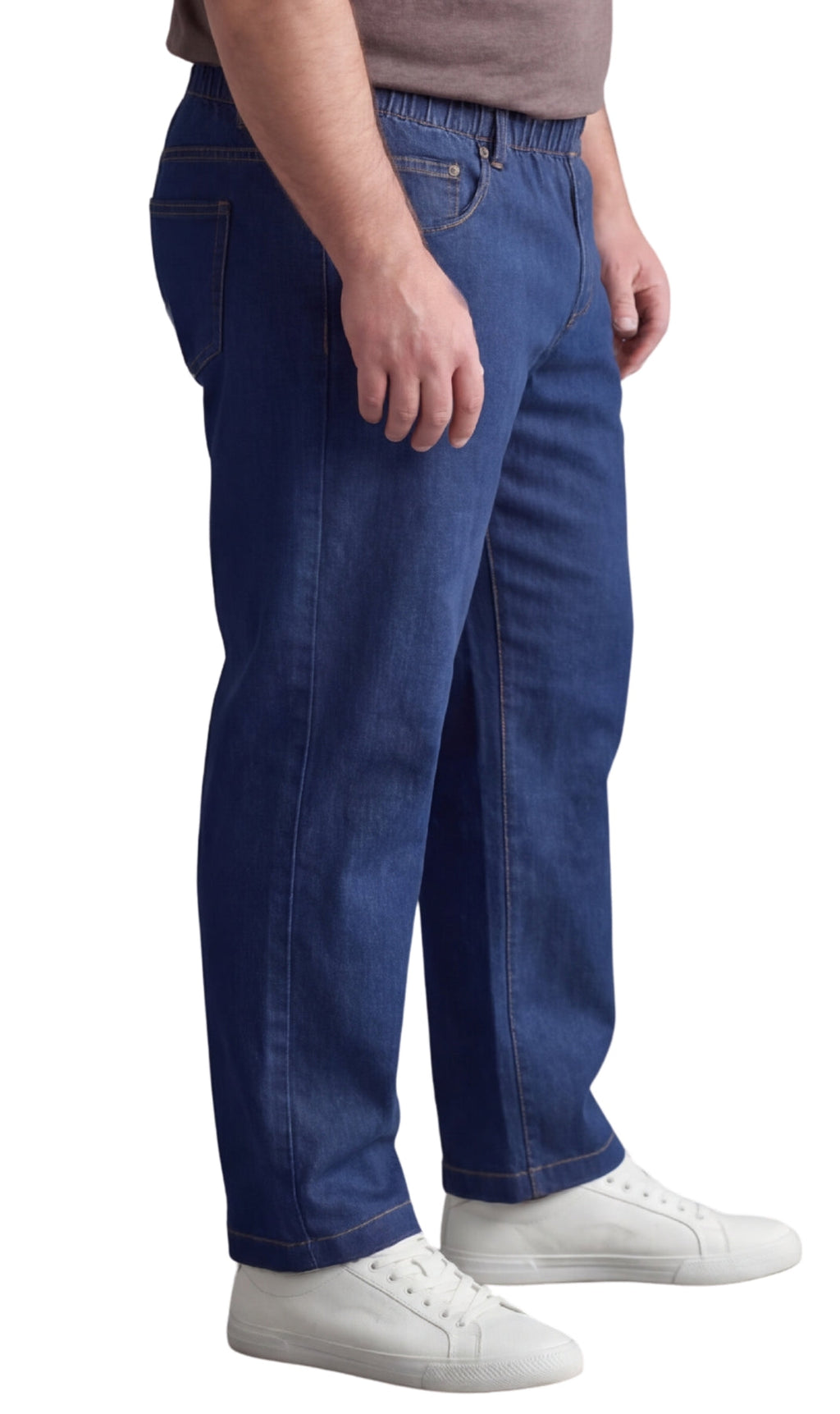 Men's Lightweight Casual Elastic Waist Pull-On Jeans – Denim & Twill Pants with Easy Fit