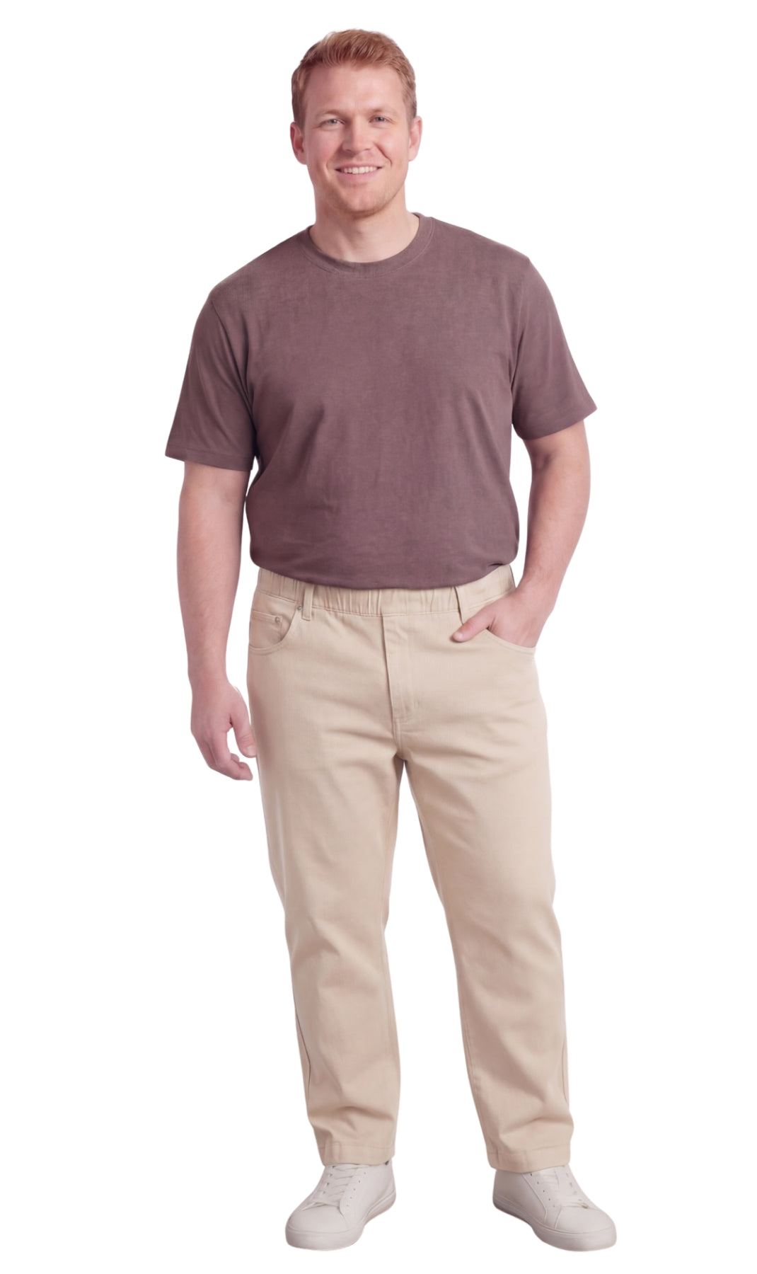 Men's Lightweight Casual Elastic Waist Pull-On Jeans – Denim & Twill Pants with Easy Fit