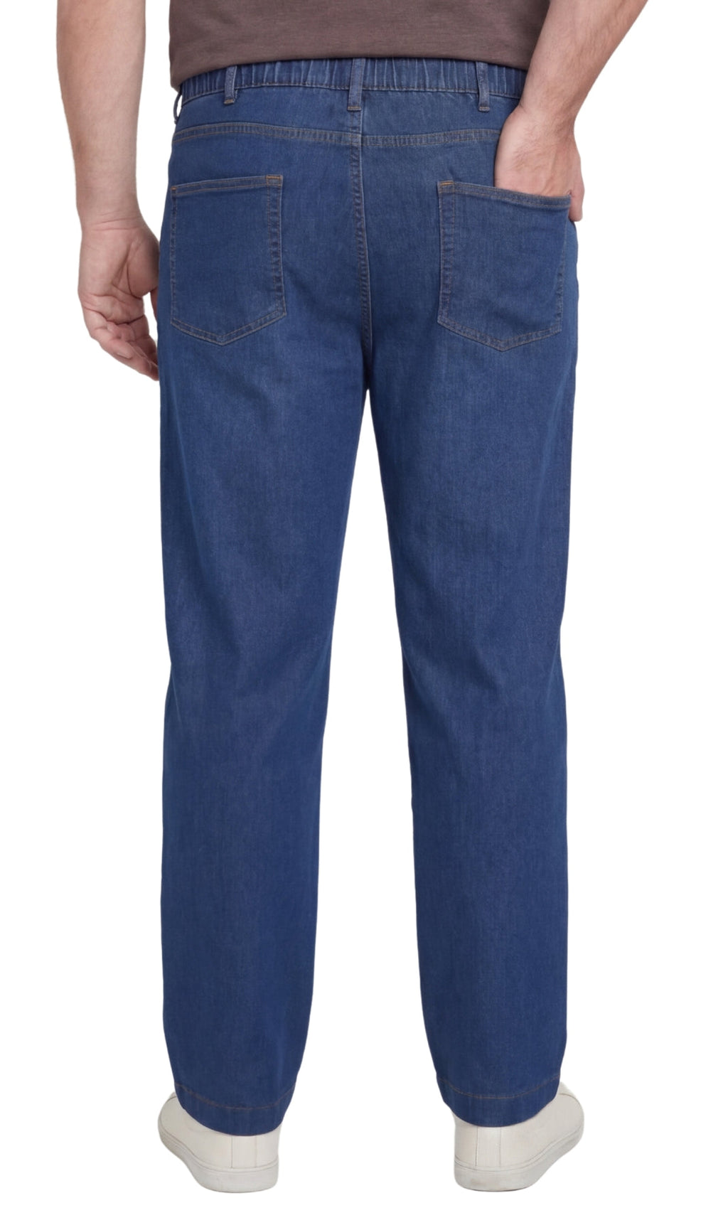 Men's Lightweight Casual Elastic Waist Pull-On Jeans – Denim & Twill Pants with Easy Fit