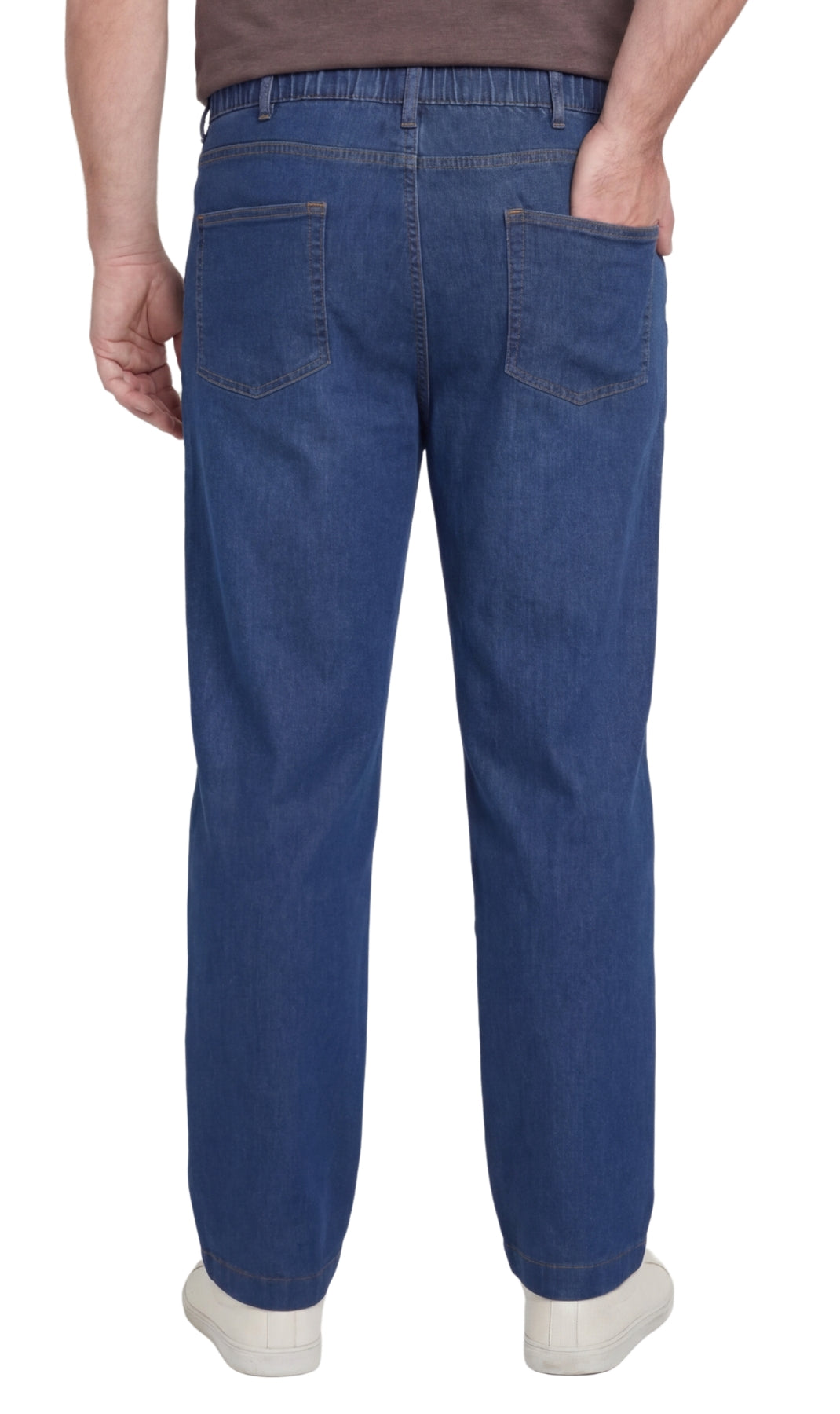 Men's Lightweight Casual Elastic Waist Pull-On Jeans – Denim & Twill Pants with Easy Fit
