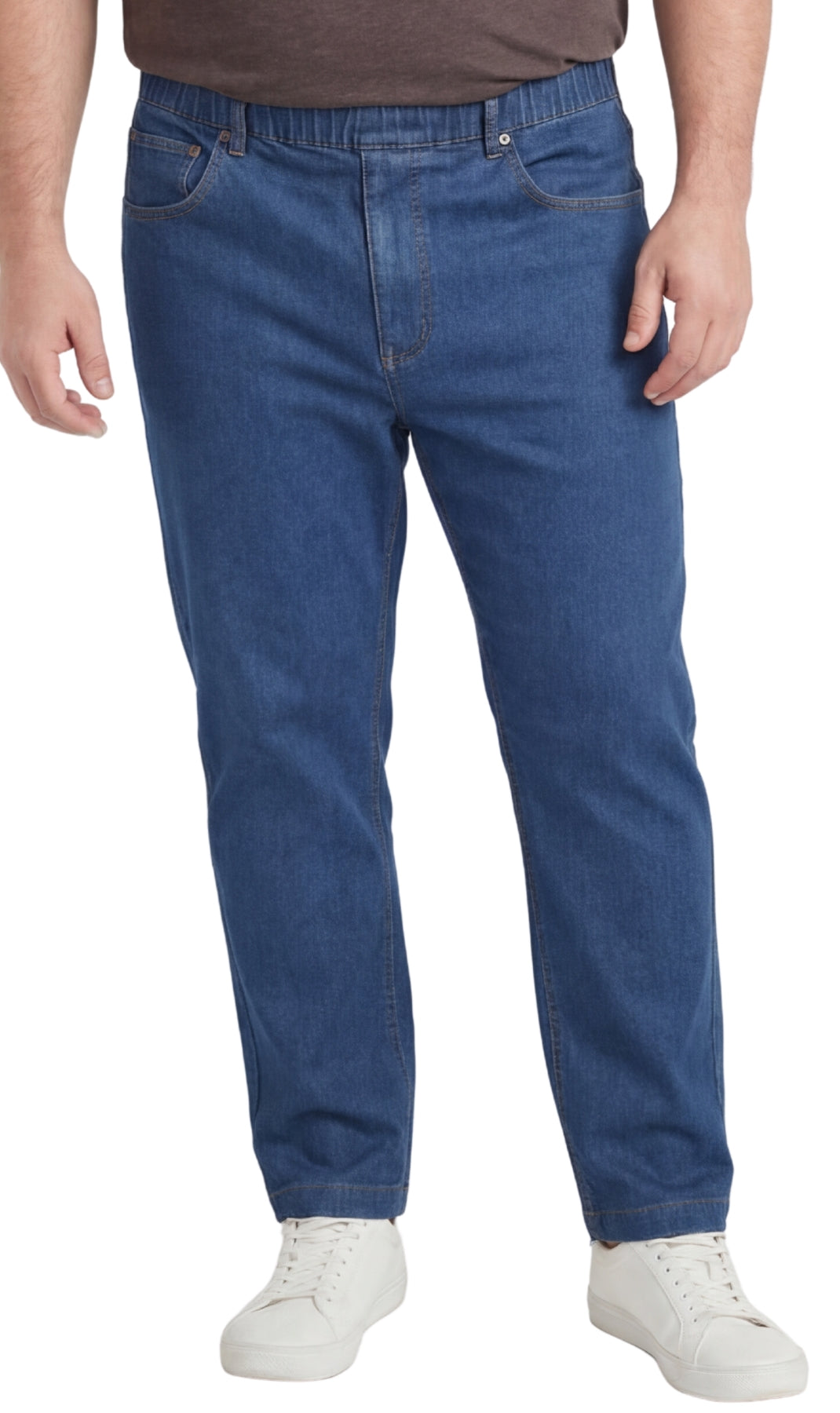 Men's Lightweight Casual Elastic Waist Pull-On Jeans – Denim & Twill Pants with Easy Fit