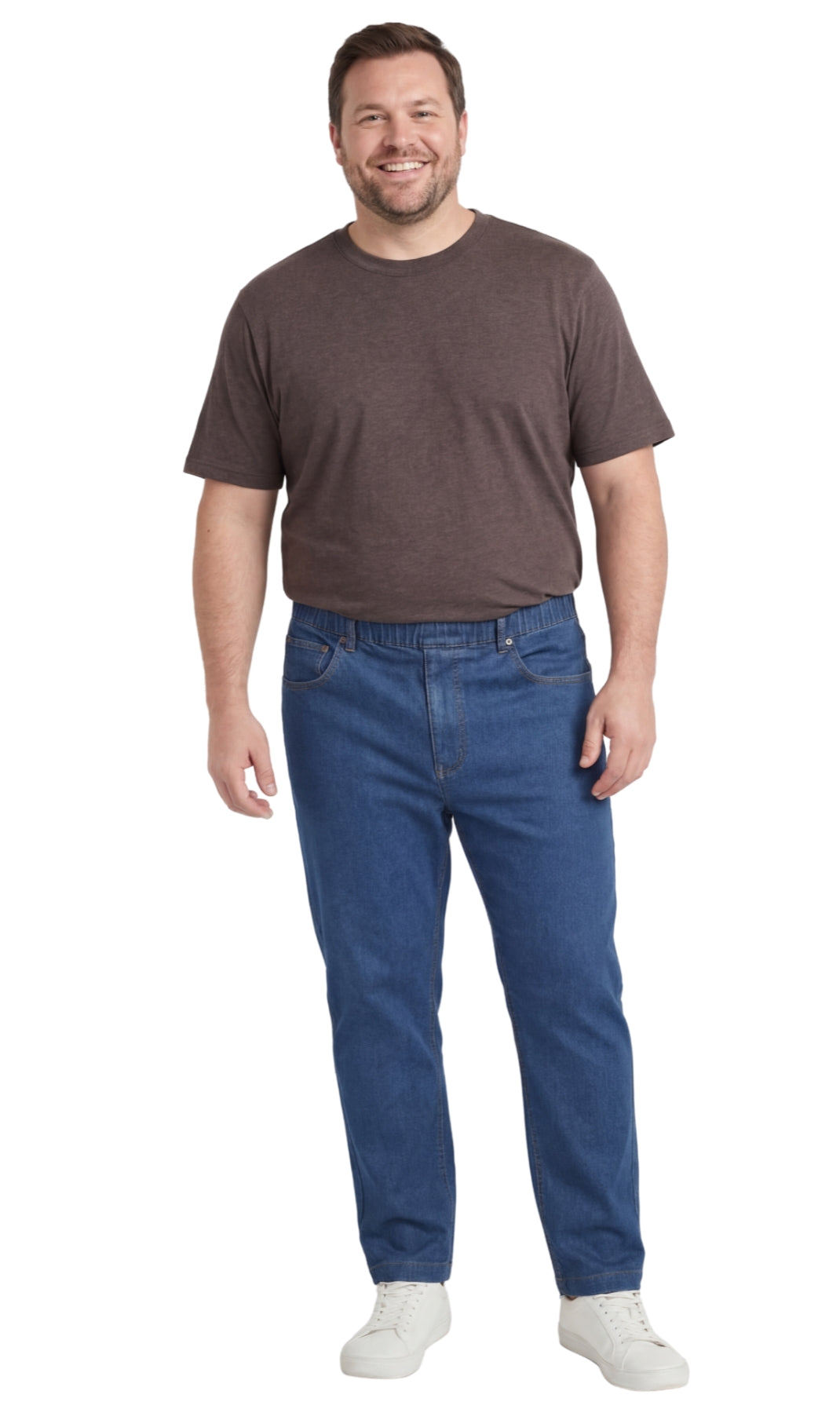 Men's Lightweight Casual Elastic Waist Pull-On Jeans – Denim & Twill Pants with Easy Fit