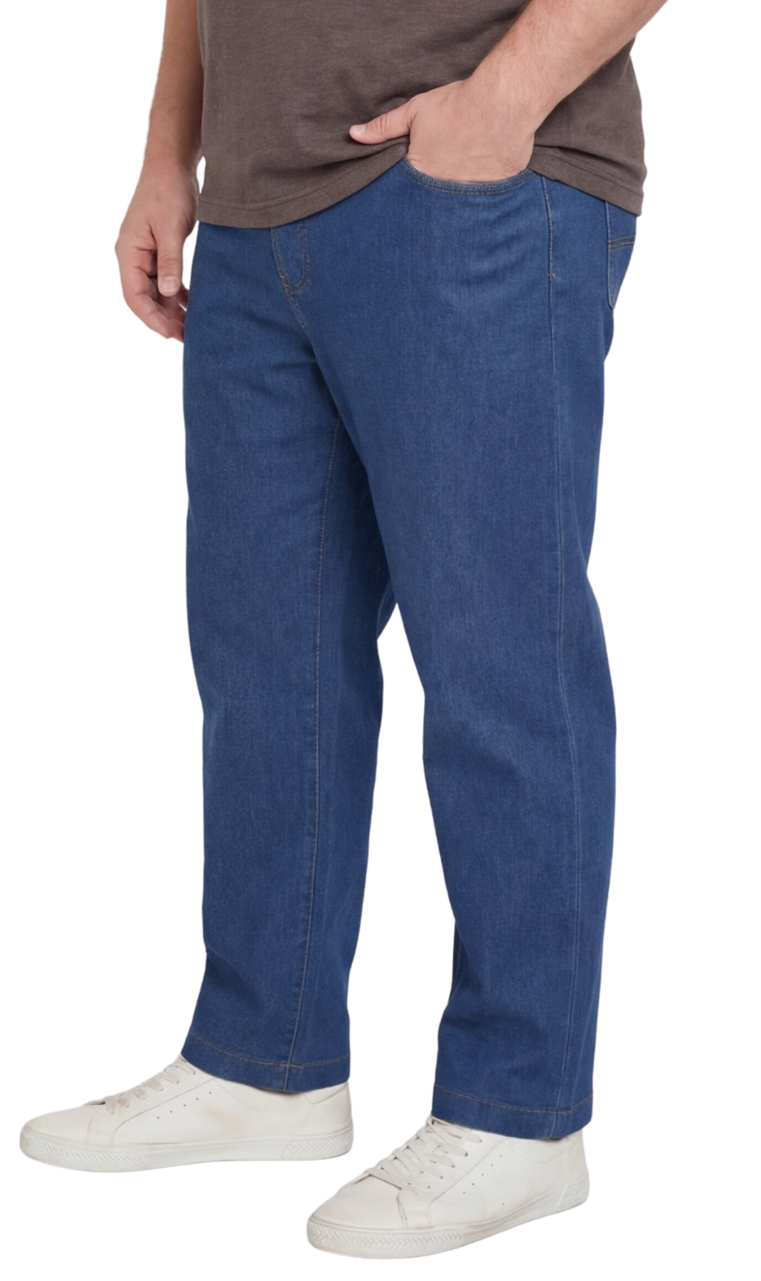 Men's Lightweight Casual Elastic Waist Pull-On Jeans – Denim & Twill Pants with Easy Fit