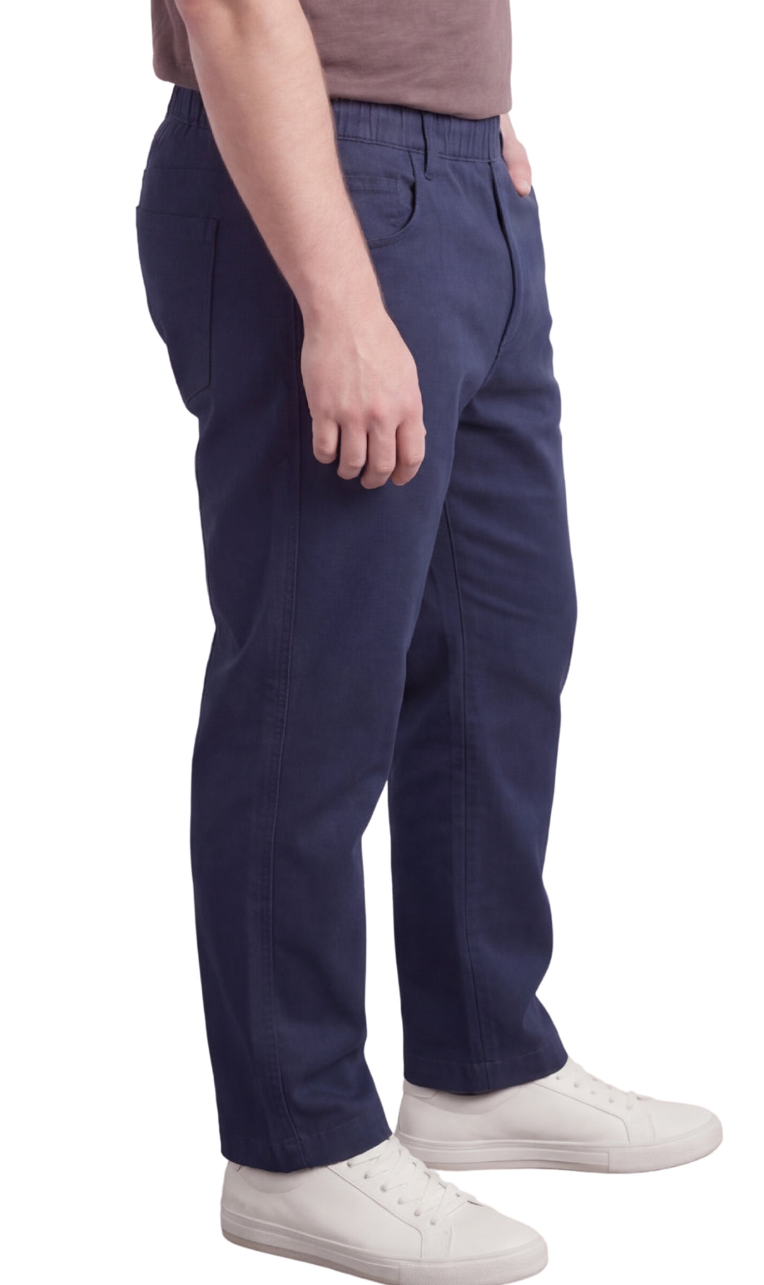 Men's Lightweight Casual Elastic Waist Pull-On Jeans – Denim & Twill Pants with Easy Fit