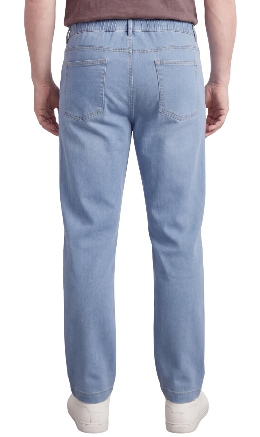 Men's Lightweight Casual Elastic Waist Pull-On Jeans – Denim & Twill Pants with Easy Fit