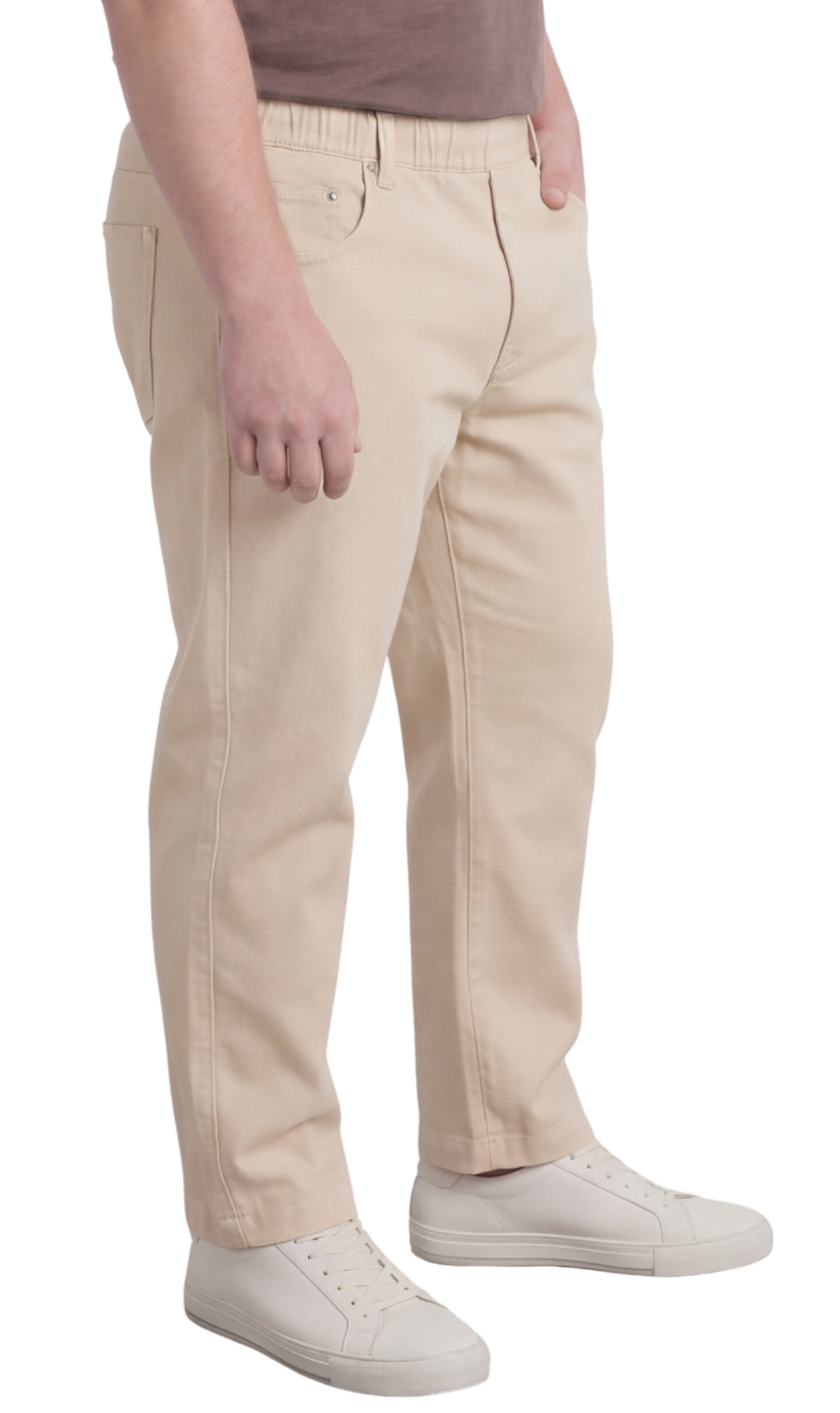 Men's Lightweight Casual Elastic Waist Pull-On Jeans – Denim & Twill Pants with Easy Fit