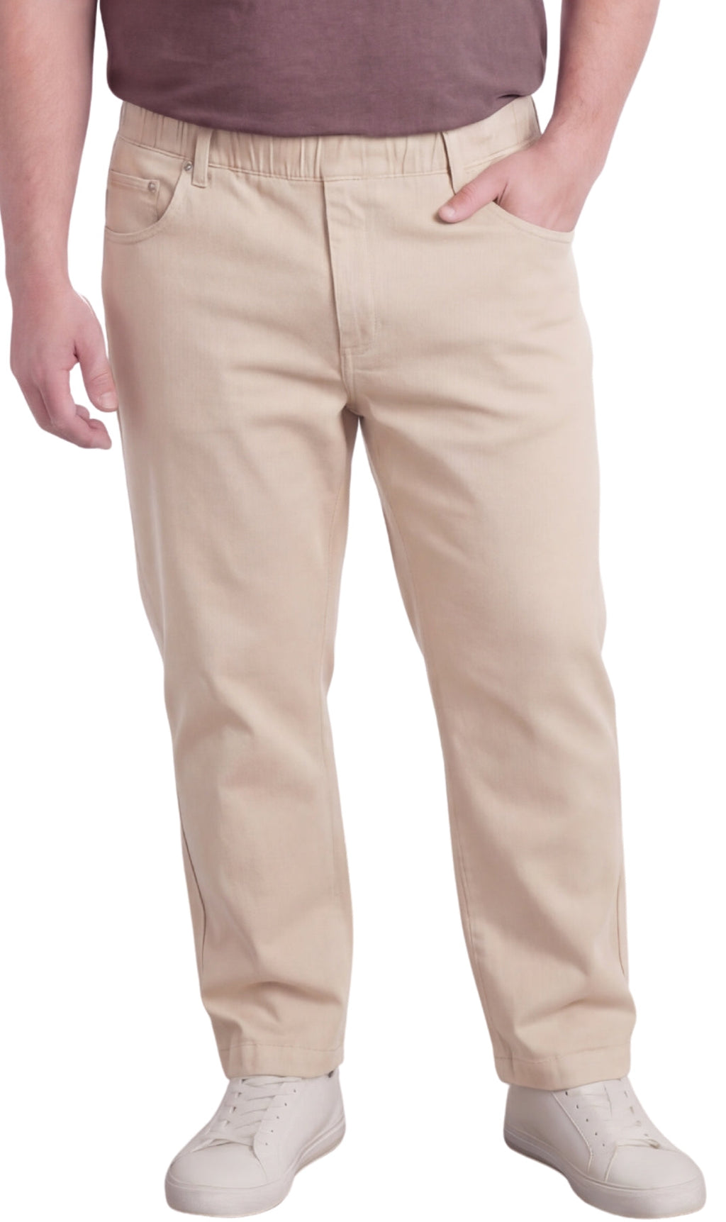 Men's Lightweight Casual Elastic Waist Pull-On Jeans – Denim & Twill Pants with Easy Fit