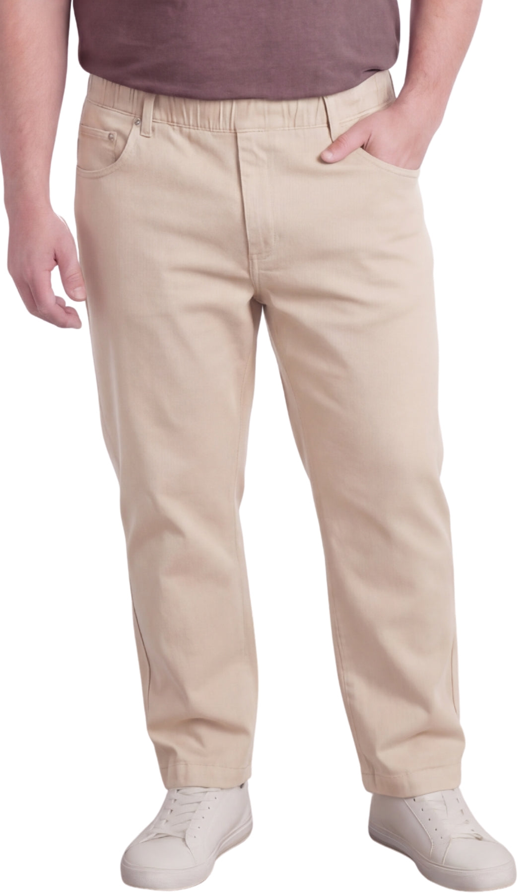 Men's Lightweight Casual Elastic Waist Pull-On Jeans – Denim & Twill Pants with Easy Fit