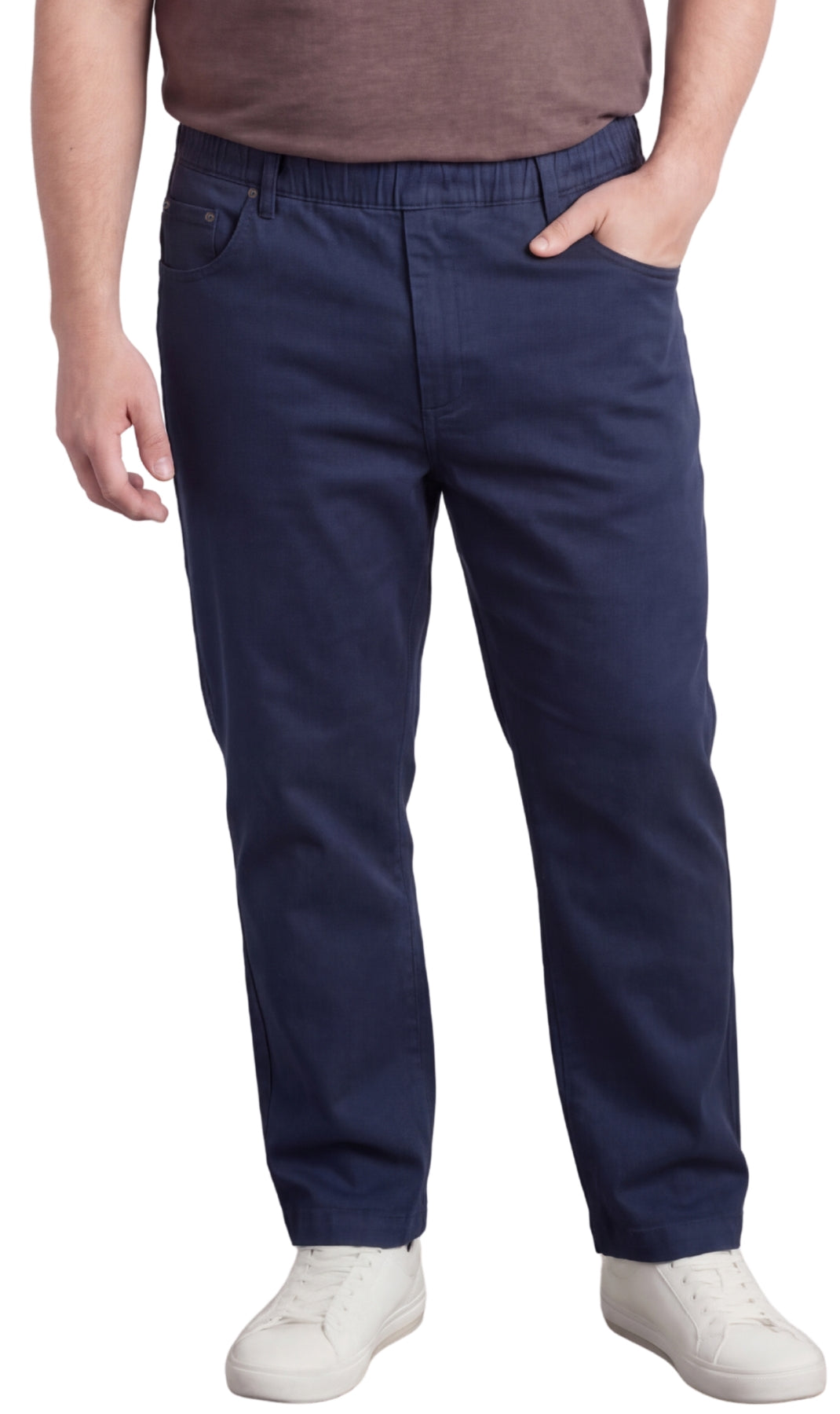 Men's Lightweight Casual Elastic Waist Pull-On Jeans – Denim & Twill Pants with Easy Fit