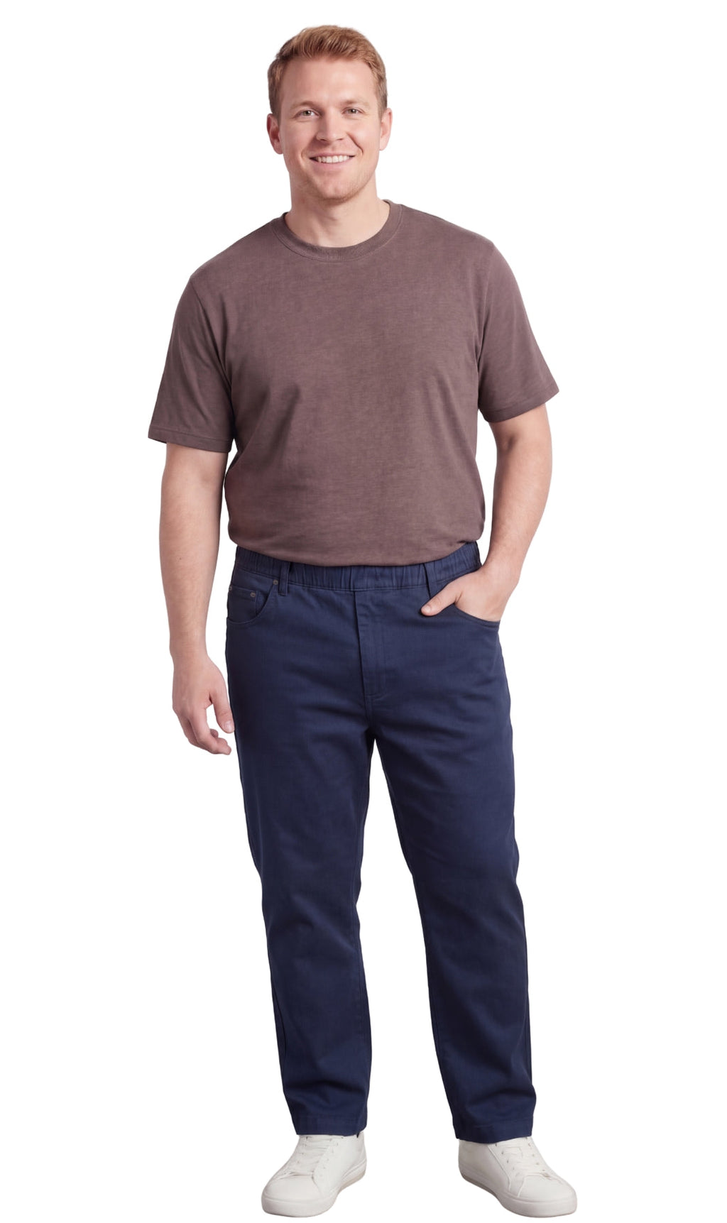 Men's Lightweight Casual Elastic Waist Pull-On Jeans – Denim & Twill Pants with Easy Fit