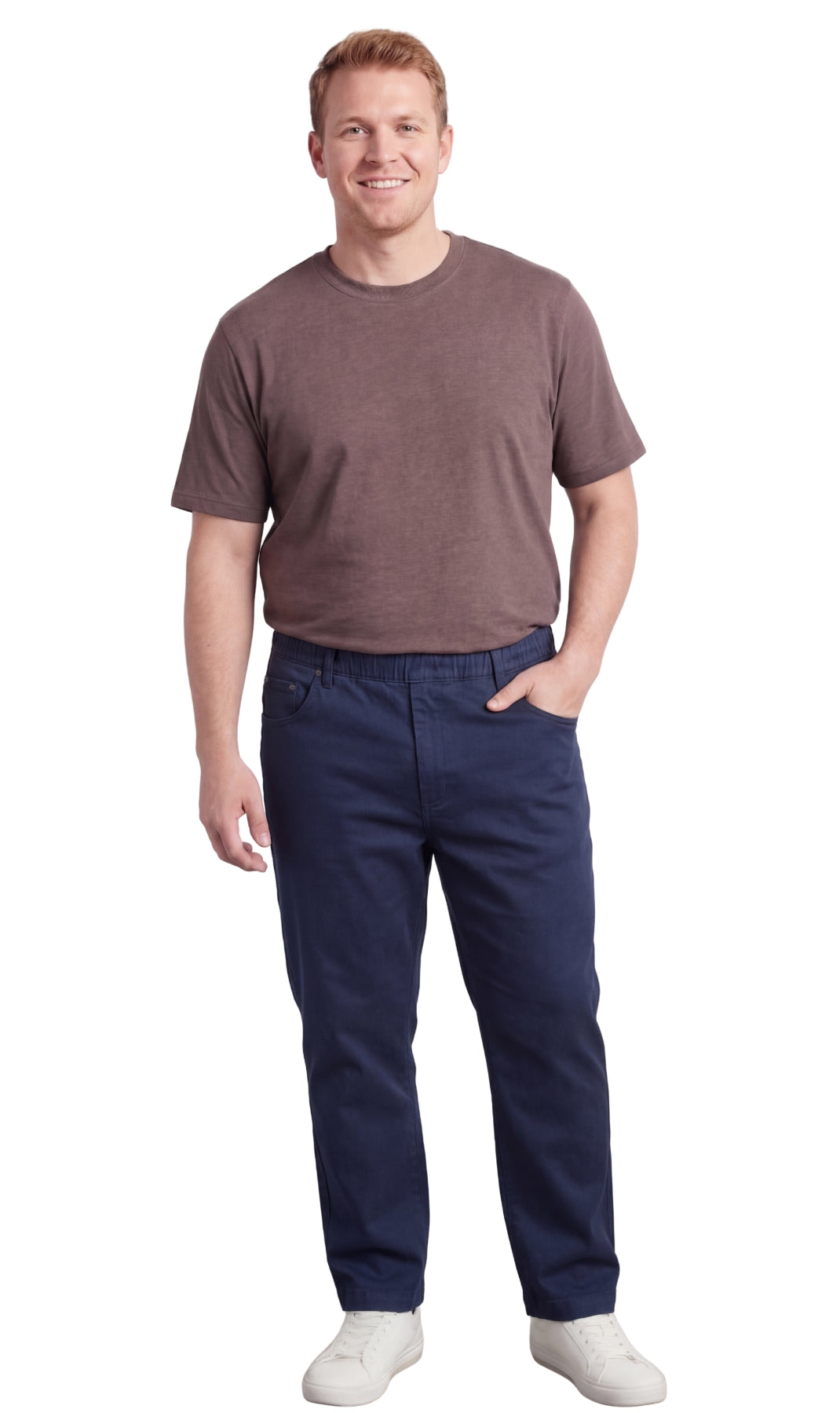 Men's Lightweight Casual Elastic Waist Pull-On Jeans – Denim & Twill Pants with Easy Fit
