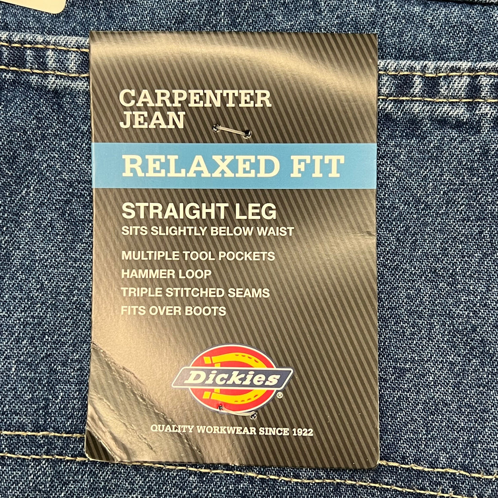 DICKIES Relaxed Fit Carpenter Jean Mns Sz 46X30 Stonewashed Indigo Blue 19294SNB