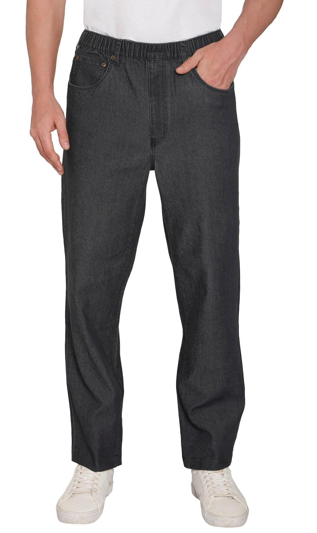 Men's Lightweight Casual Elastic Waist Pull-On Jeans – Denim & Twill Pants with Easy Fit