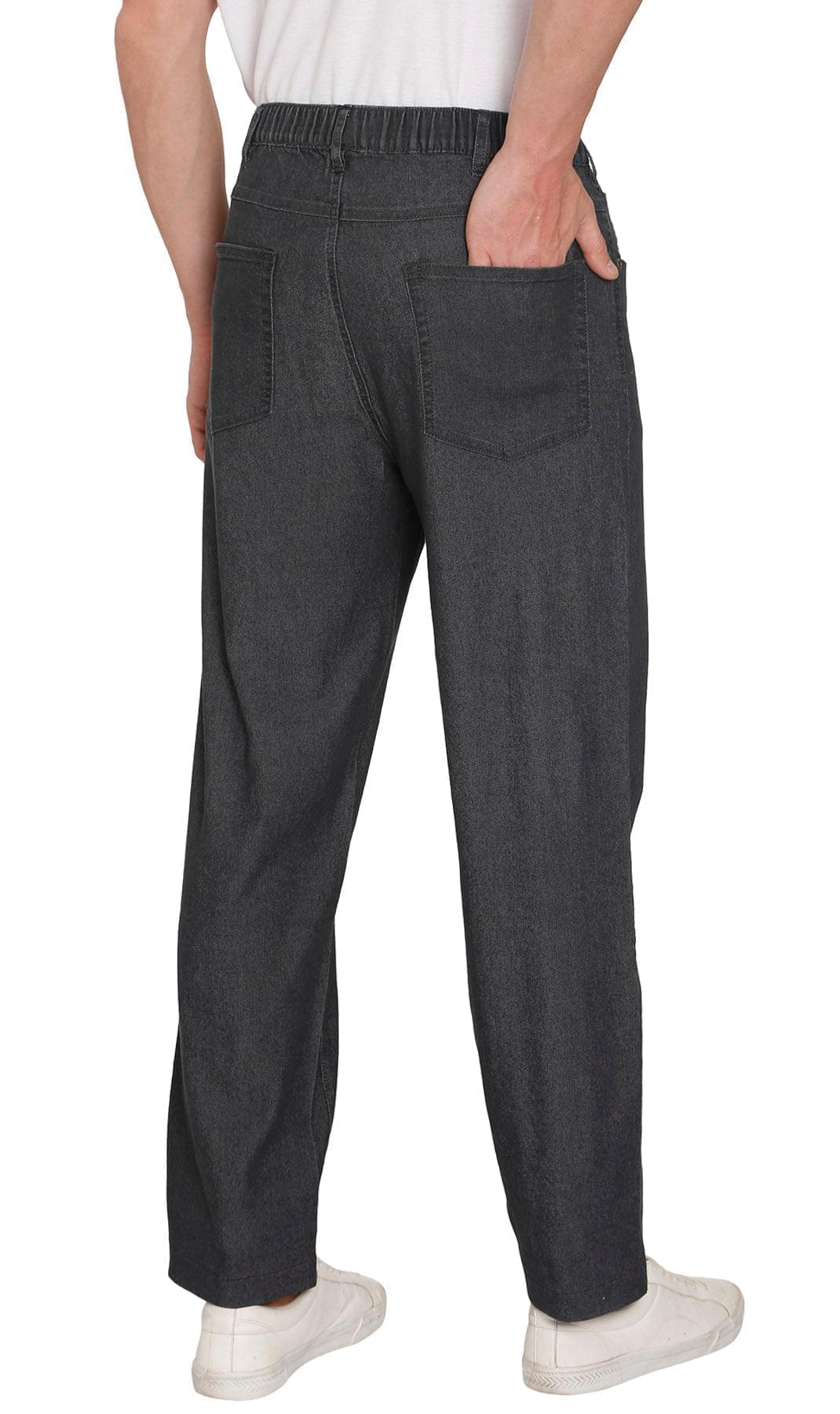 Men's Lightweight Casual Elastic Waist Pull-On Jeans – Denim & Twill Pants with Easy Fit