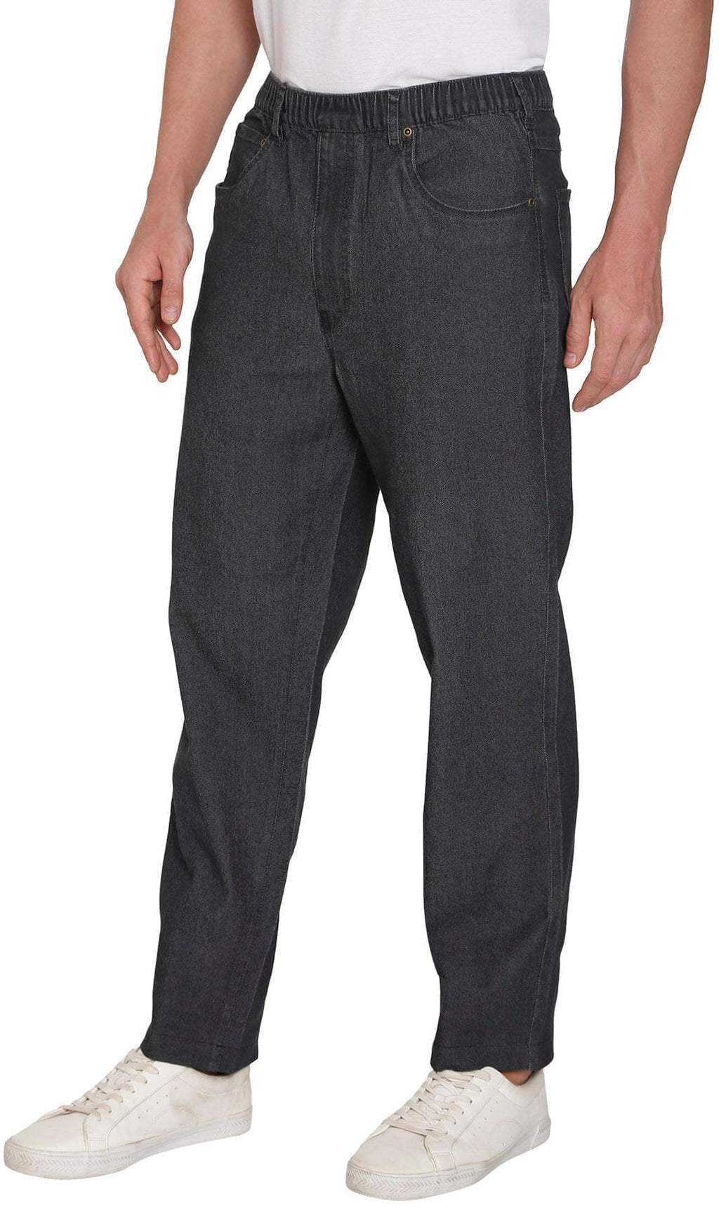 Men's Lightweight Casual Elastic Waist Pull-On Jeans – Denim & Twill Pants with Easy Fit