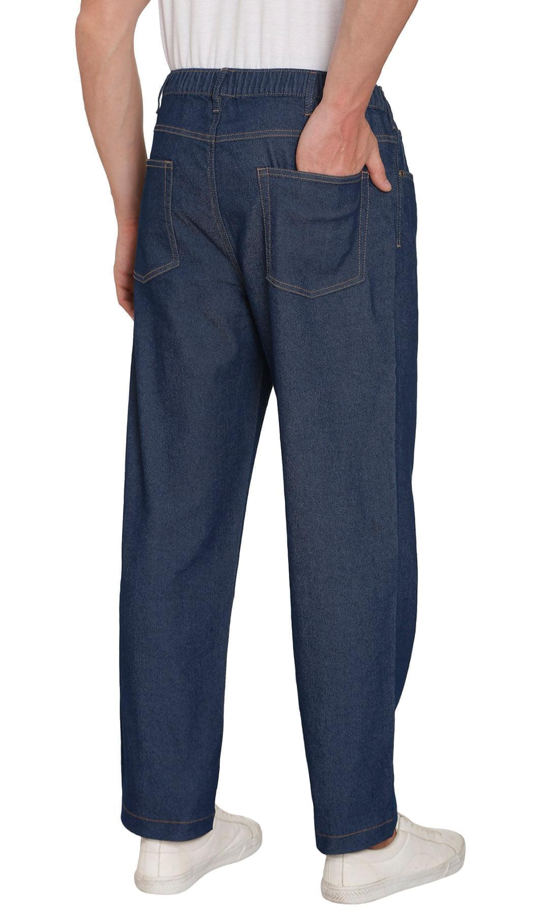 Men's Lightweight Casual Elastic Waist Pull-On Jeans – Denim & Twill Pants with Easy Fit