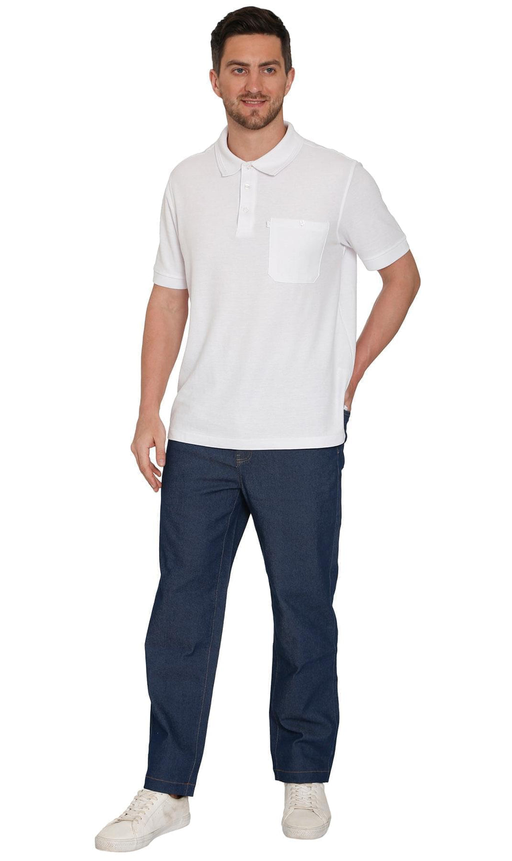 Men's Lightweight Casual Elastic Waist Pull-On Jeans – Denim & Twill Pants with Easy Fit