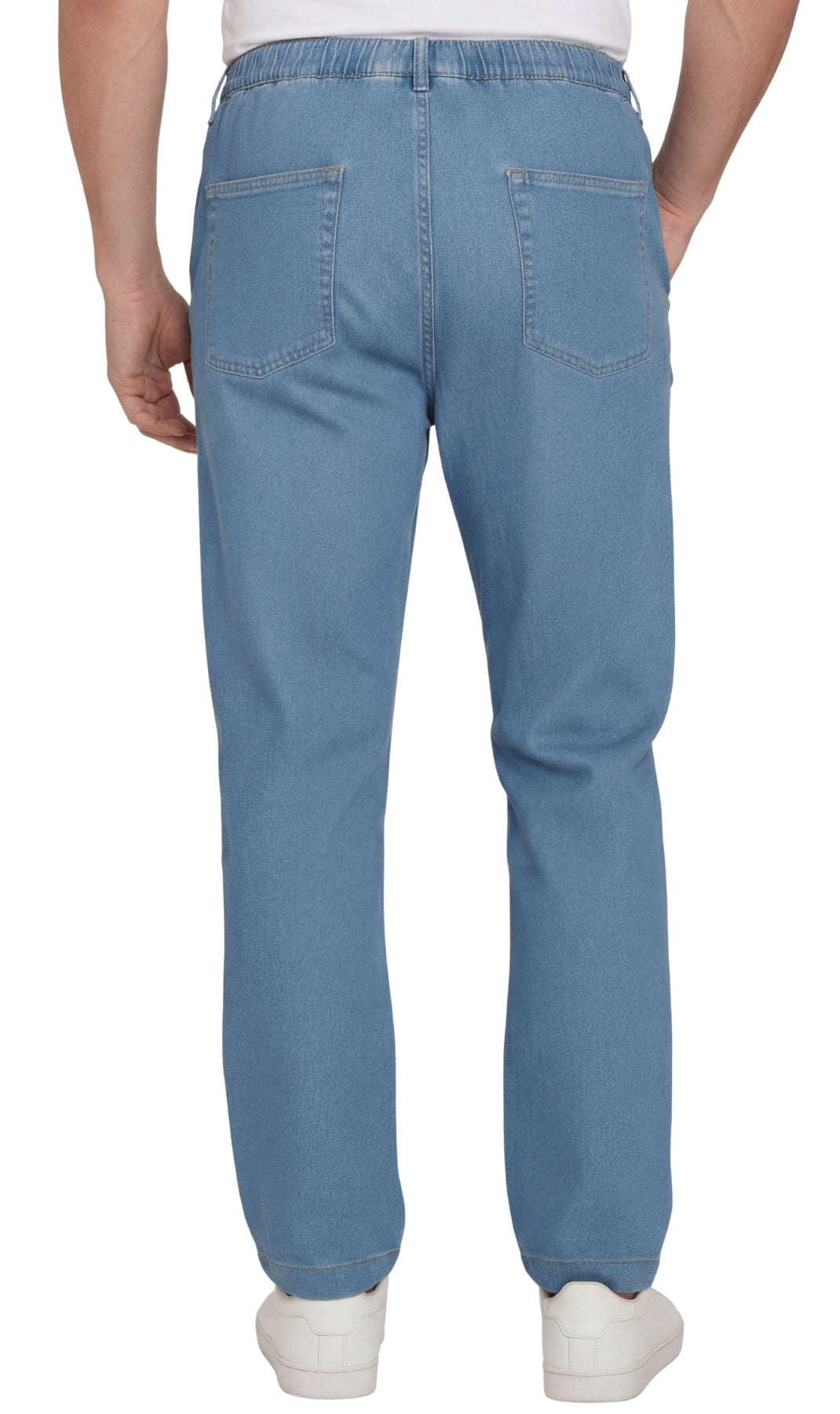 Men's Lightweight Casual Elastic Waist Pull-On Jeans – Denim & Twill Pants with Easy Fit