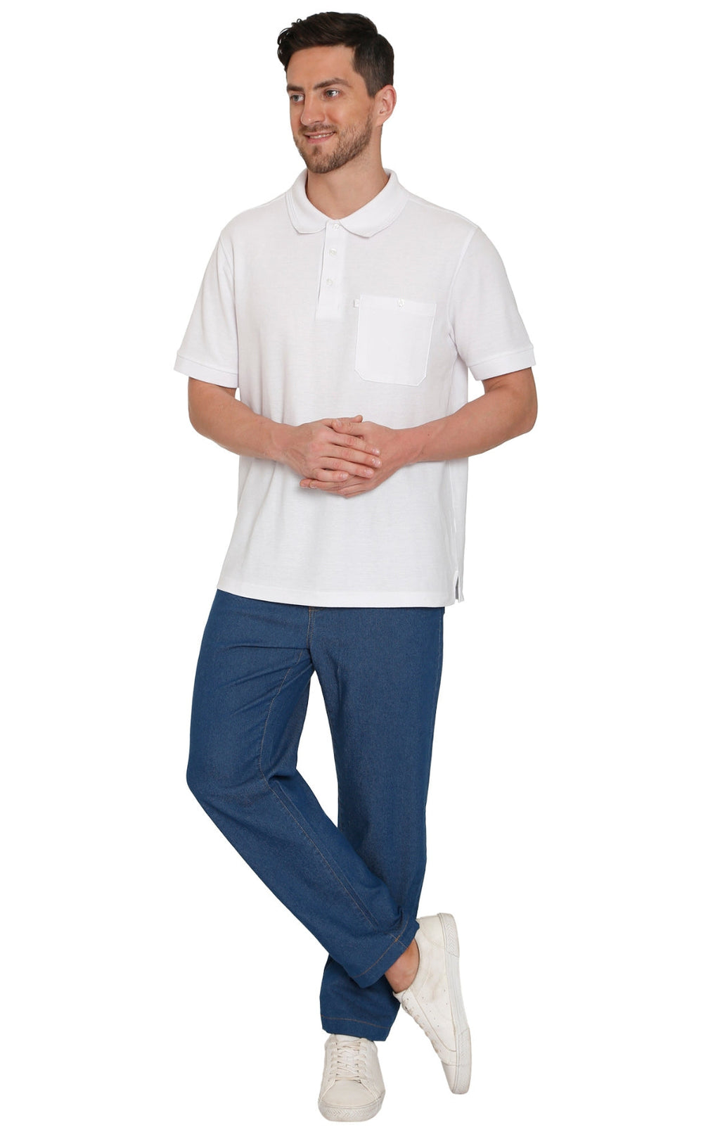Men's Lightweight Casual Elastic Waist Pull-On Jeans – Denim & Twill Pants with Easy Fit