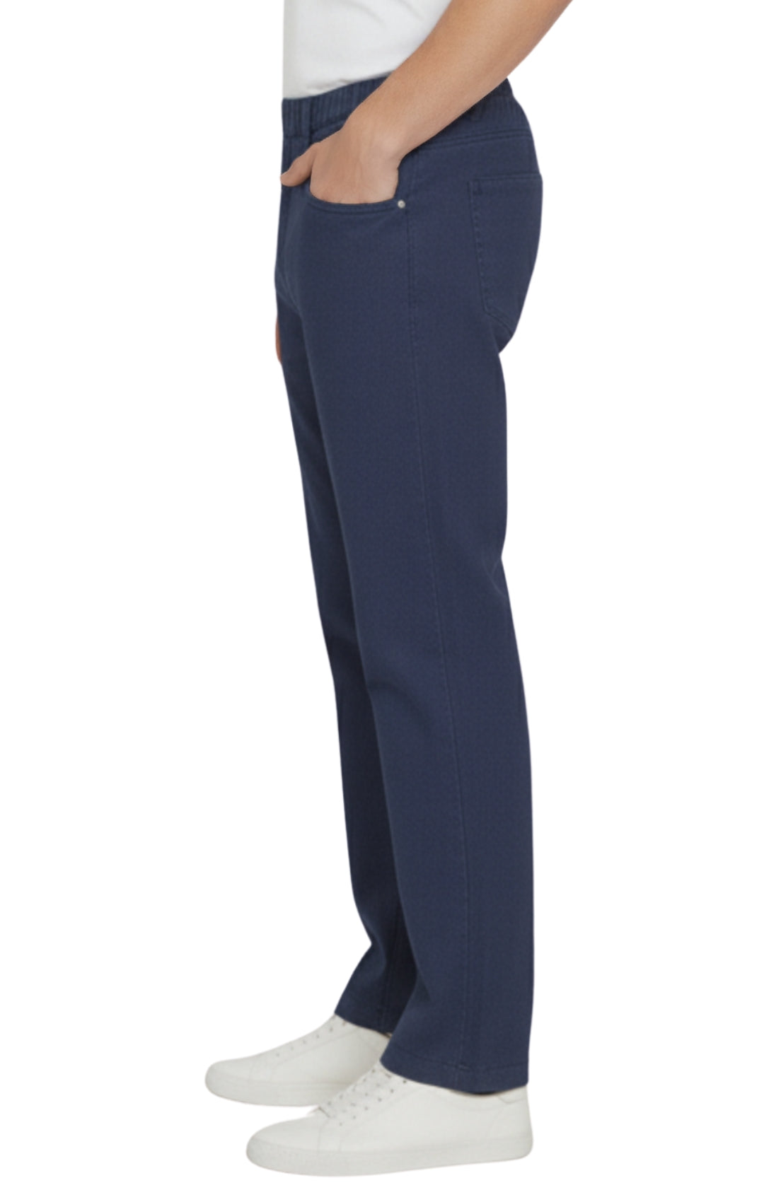 Men's Lightweight Casual Elastic Waist Pull-On Jeans – Denim & Twill Pants with Easy Fit