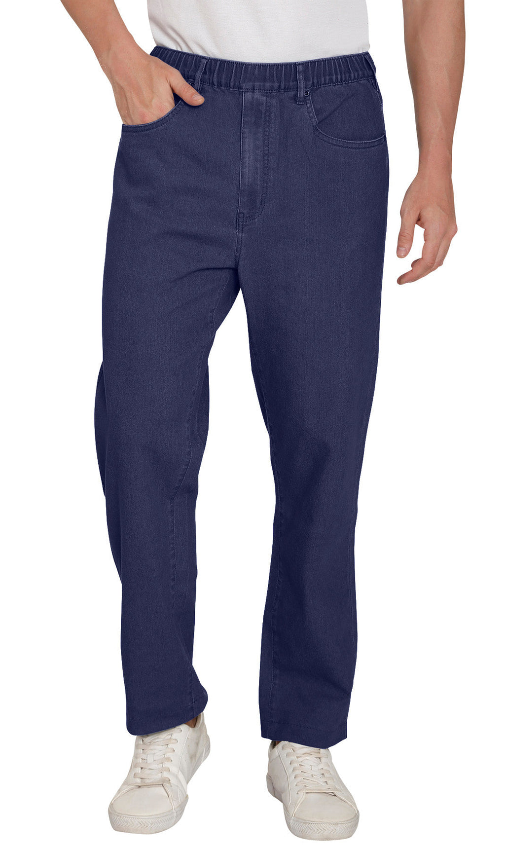 Men's Lightweight Casual Elastic Waist Pull-On Jeans – Denim & Twill Pants with Easy Fit