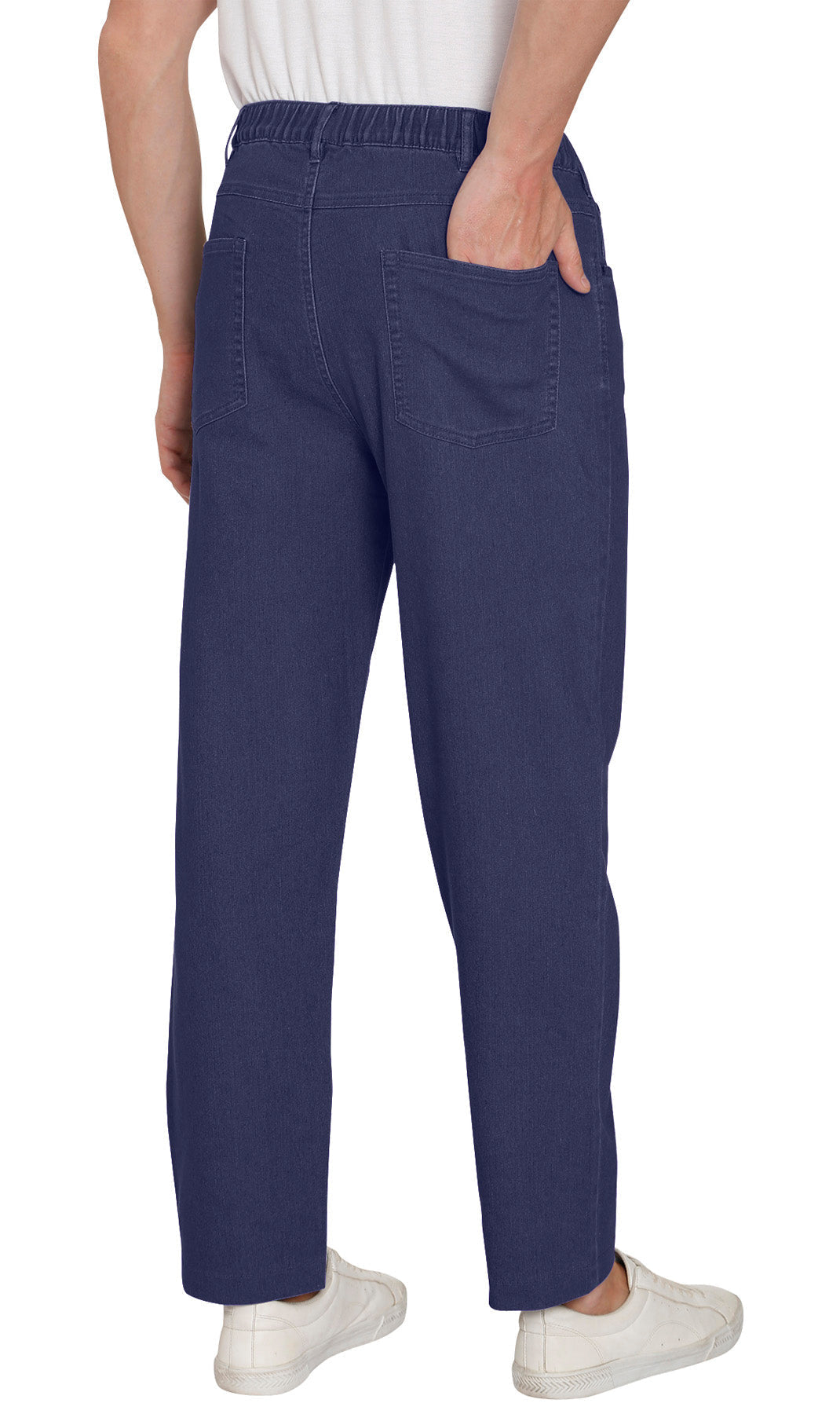Men's Lightweight Casual Elastic Waist Pull-On Jeans – Denim & Twill Pants with Easy Fit