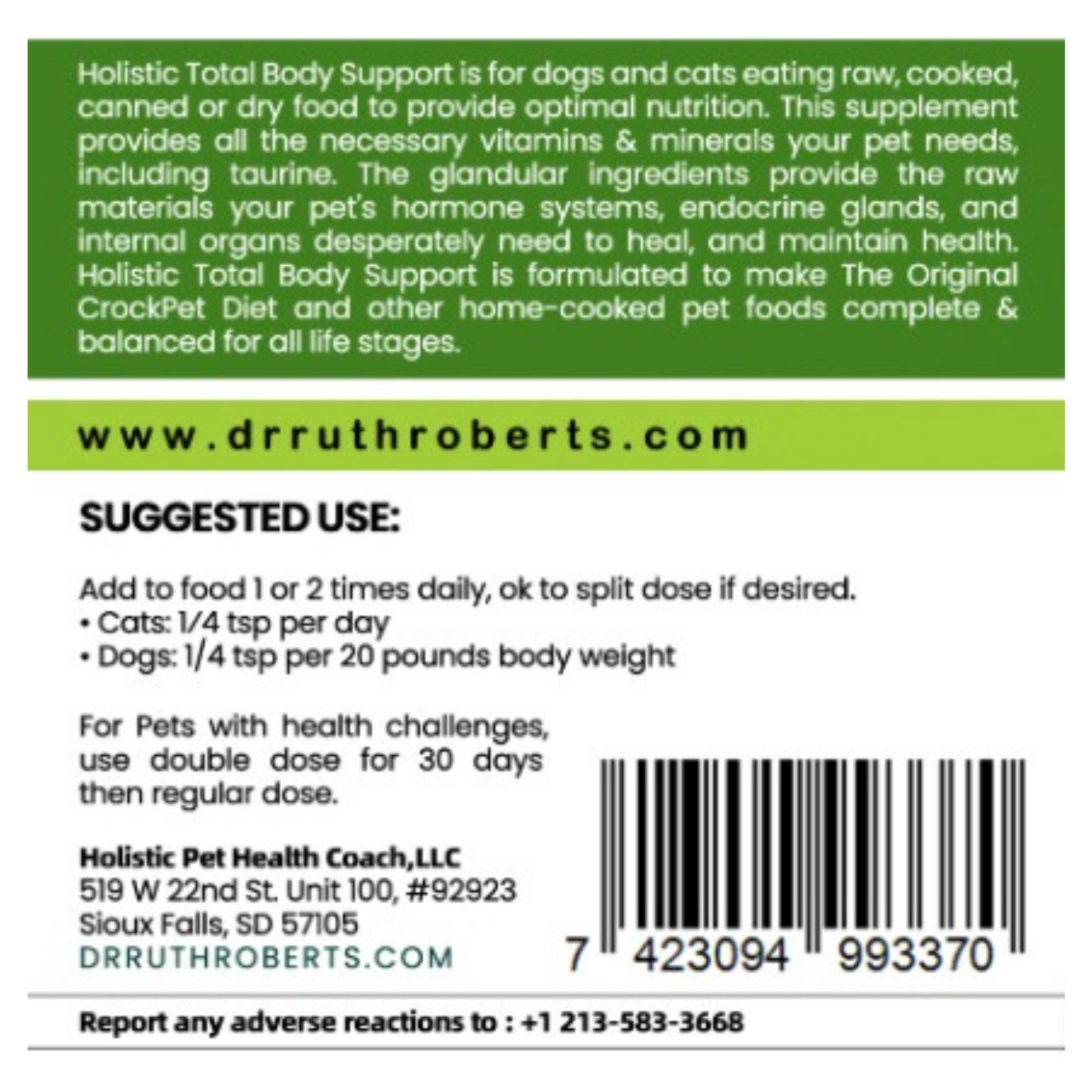 PRE-ORDER Holistic Total Body Support — Daily Multivitamin & Pasture-Raised Glandular Blend for Dogs & Cats