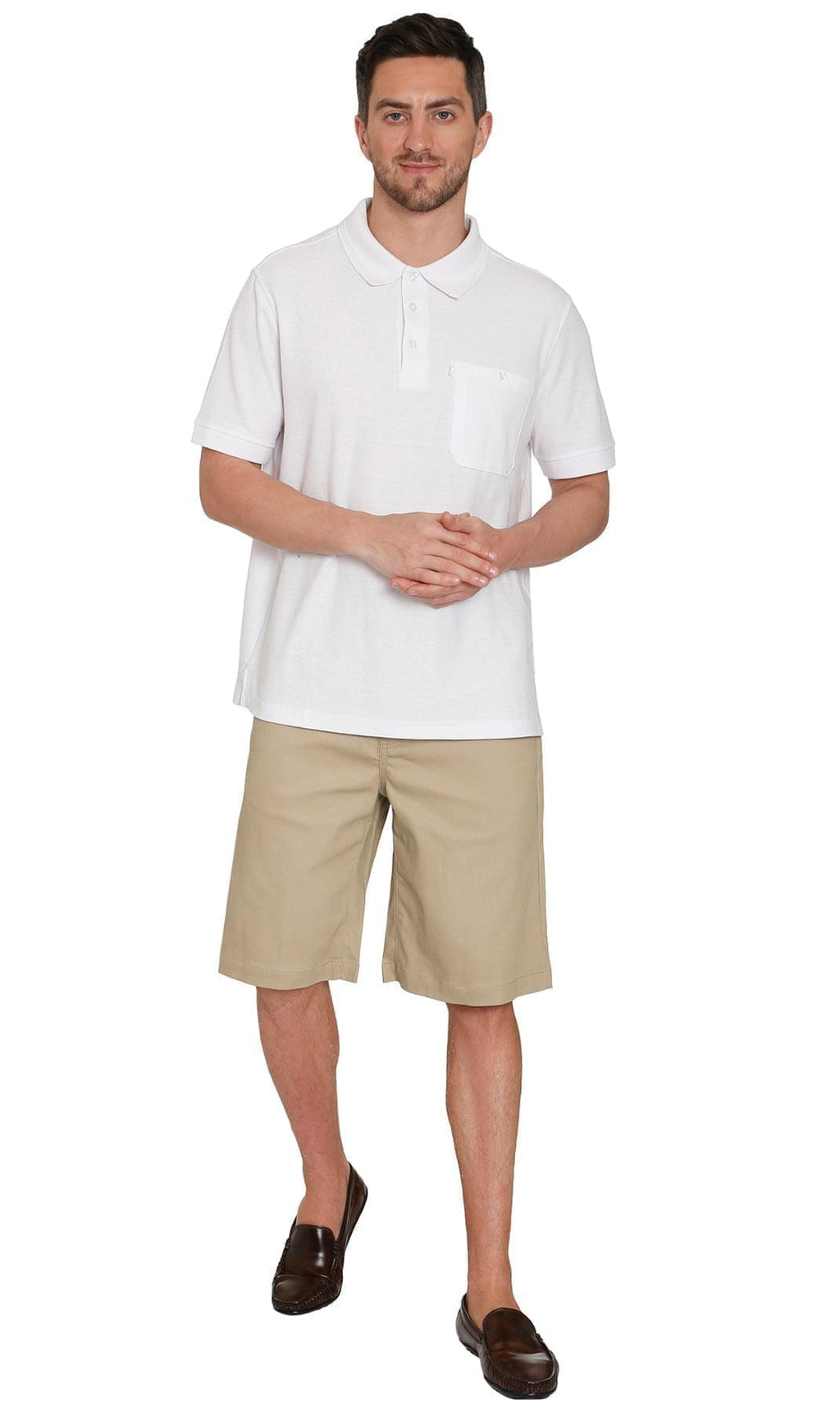 Men's Stretch Waist Pull On Shorts  in Denim and Twill - Free of Buttons & Snaps