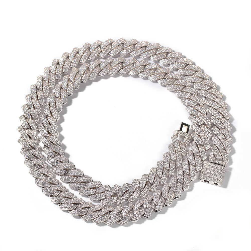 Hip-hop bar-style Cuban zircon-encrusted necklace